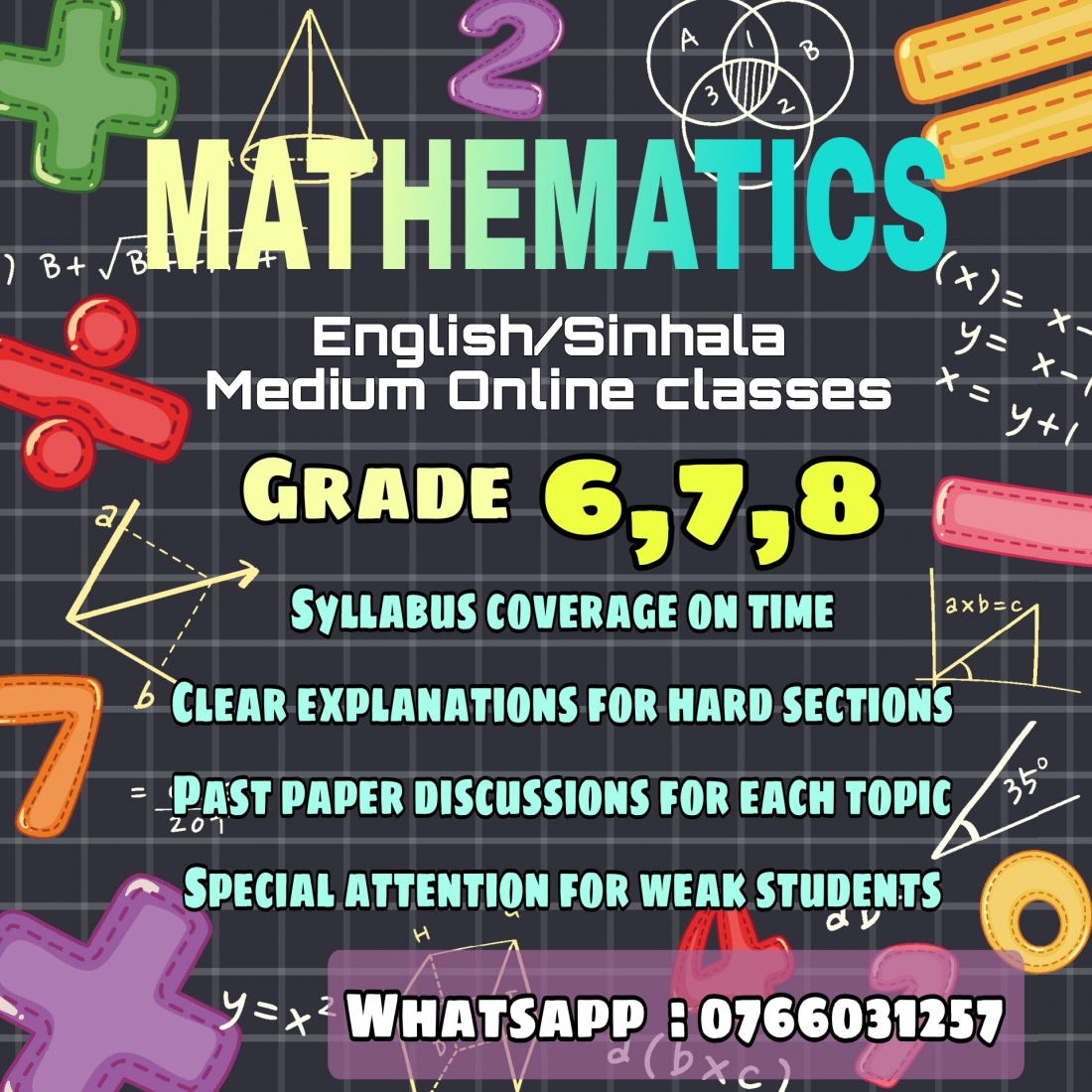 Maths Sinhala/English medium classes for 6,7,8 grades | Mathematics (O ...