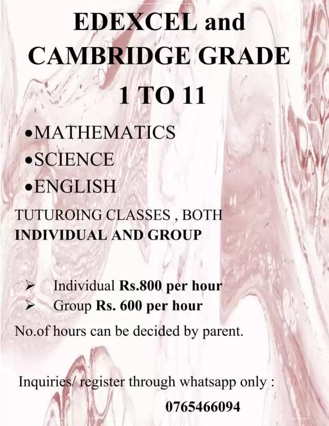 1 TO 11 LOCAL/ EDEXCEL/CAMBRIDGE SYLLABUS MATHS,SCIENCE AND ENGLISH THEORY AND REVISION CLASS