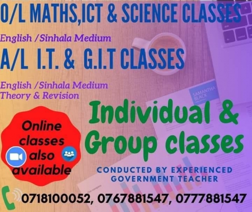 Grade 06- O/L Science, Information Technology ,A/L I.T. tuition classes