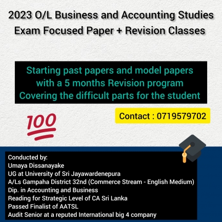 2023 (2024) O/L Business and Accounting Studies Paper Classes