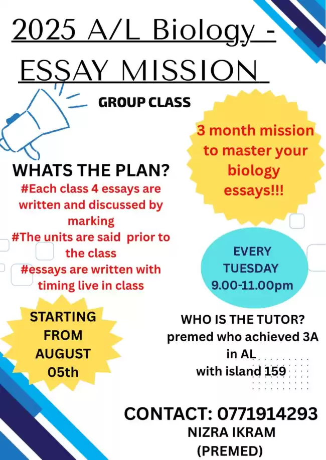 2025 A/L biology english paper -essay