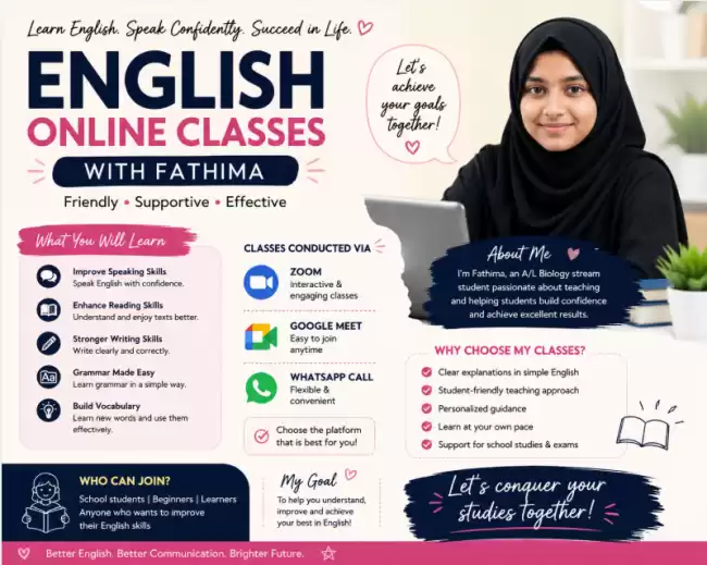 2026 & 2027 O/L English Online Classes (English / Tamil / Sinhala Medium Available)