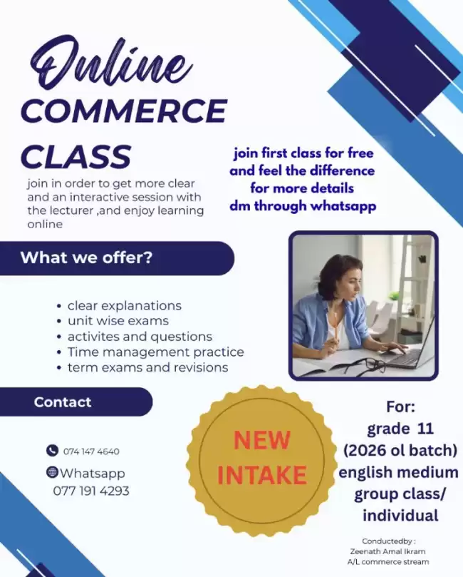 2026 O/L commerce eng medium online class