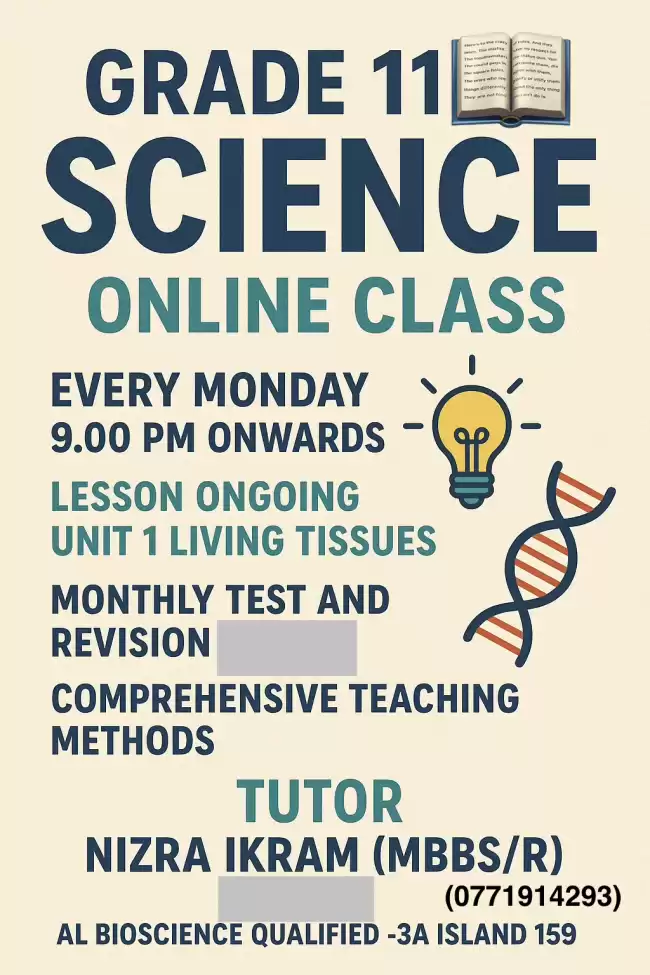 2026 OL present grade 11 science new batch online class