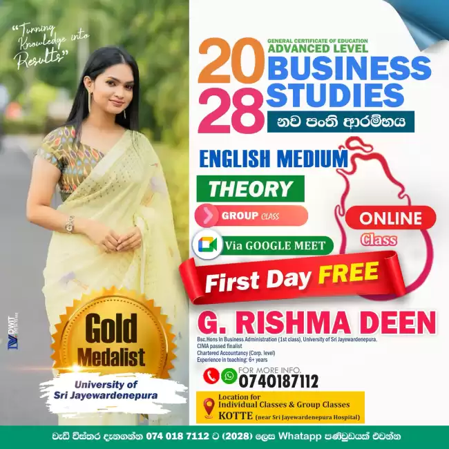 2028 A/L Business Studies English medium Online