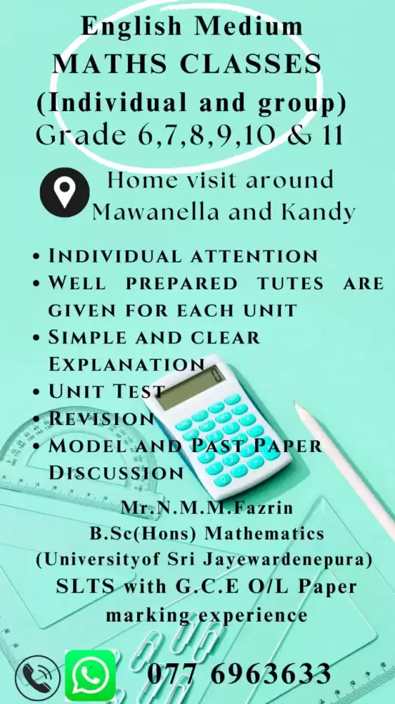 6 - 11 Mathematics Classes (English Medium)