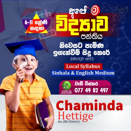 6 ශ්‍රේණියේ සිට 11 ශ්‍රේණිය දක්වා විද්‍යාව Online පන්ති.