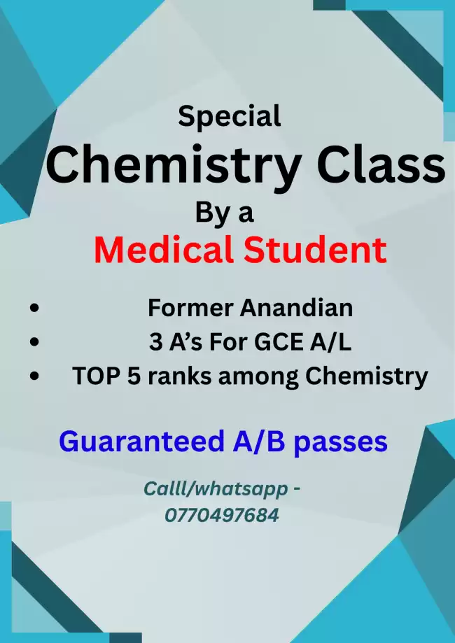 A/L Chemistry Theory / Revision / Paper classes By a Medical Student