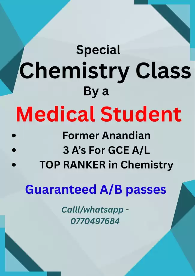 A/L Chemistry Theory / Revision / Paper classes By a Medical Student