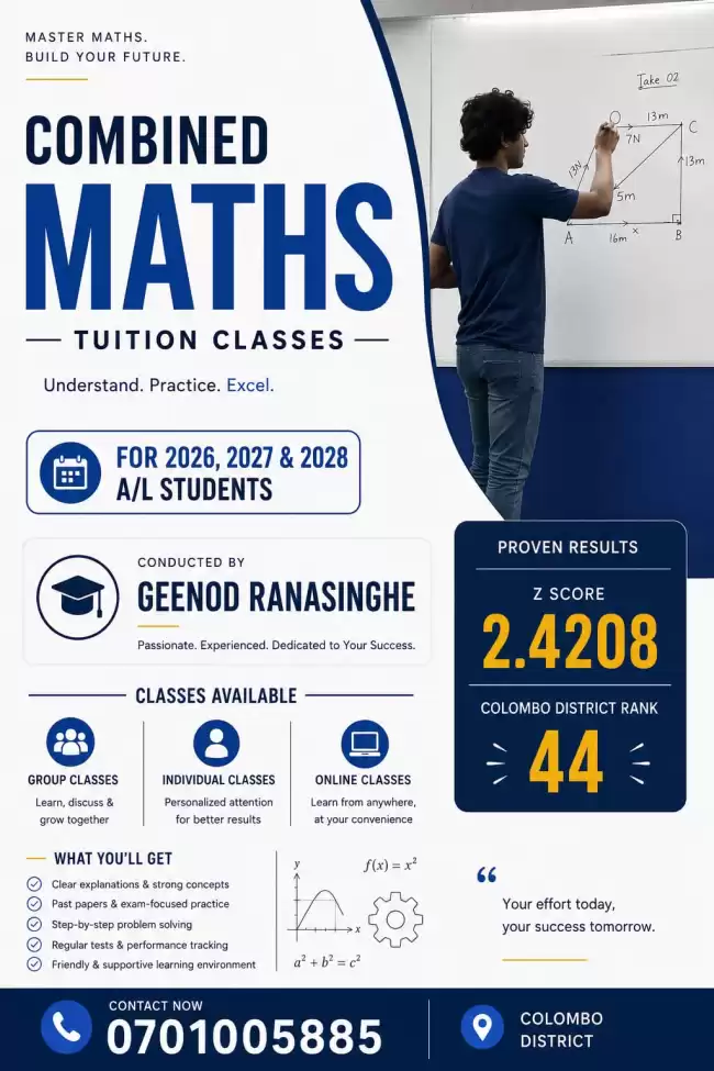 A/L Combined Mathematics for 2027/2028 AL students