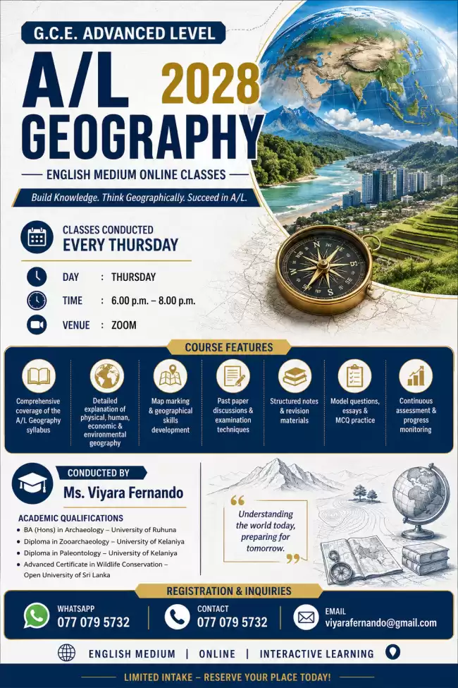 A/L Geography 2028 | English Medium*