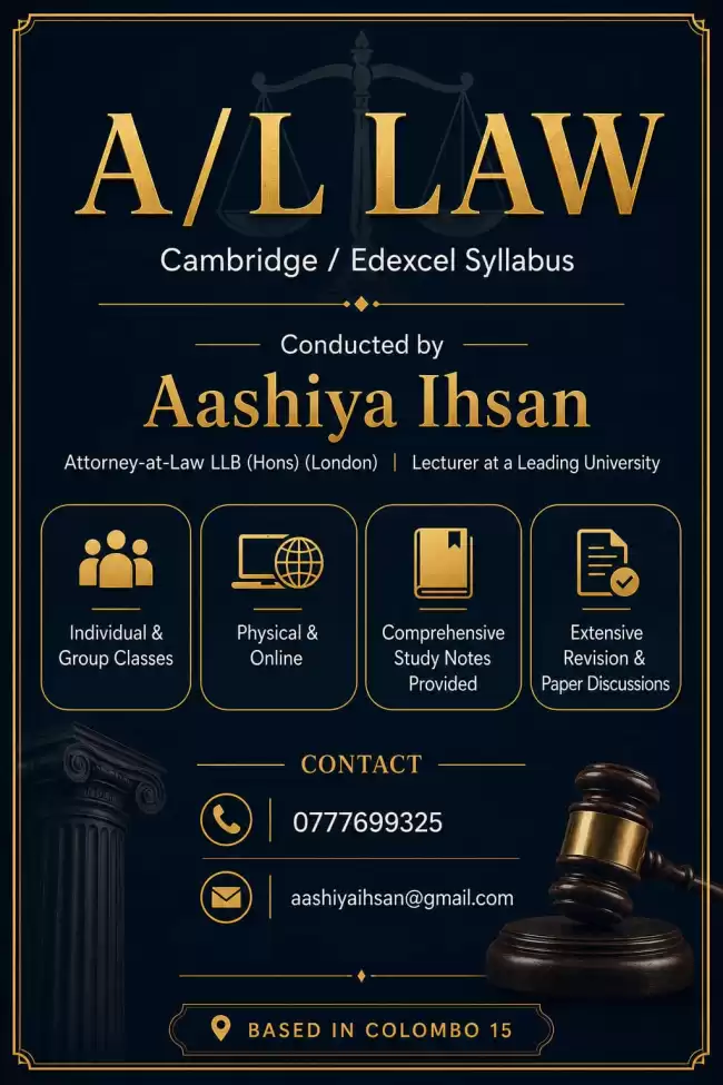 A/L Law Classes (Cambridge and Edexcel)