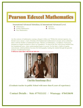 A/L Mathematics - Edexcel - Paper Class For January 2024.