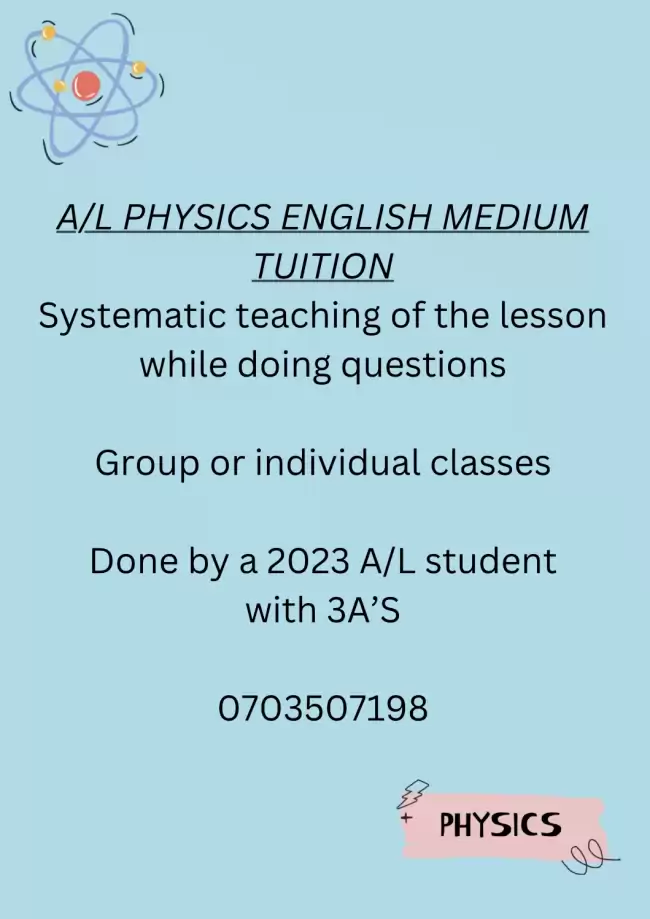 A/L physics english medium tuition