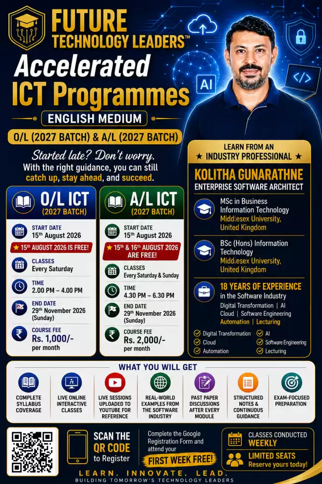 Accelerated programs O/L and A/L (2027 batch)