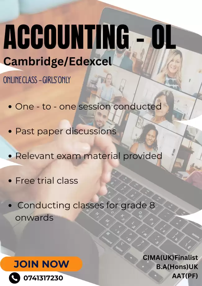 Accounting - Cambridge & Edexcel (Grade 8 and above)