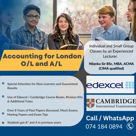 Accounting For London O/L And A/L (Edexcel And Cambridge) - Home Visits And Online