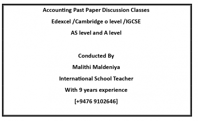 Accounting Past Paper Discussion Classes