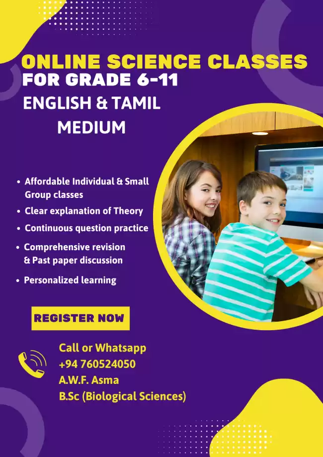 Affordable Online Science Classes (English & Tamil Medium)