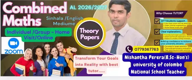 AL 2026/2027 Combined maths -Theory /Papers - Sinhala English mediume - Home visit-Individual/Group
