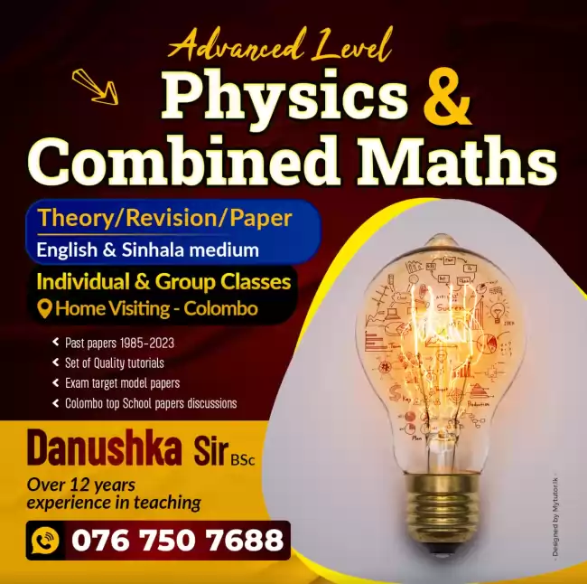 Al Combined Maths (English medium /Sinhala Medium) Individual and small group classes .