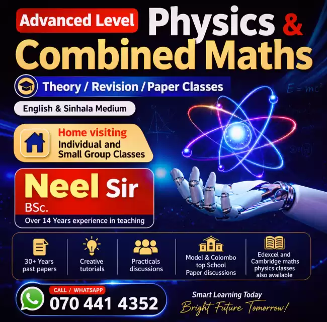 Al Physics (English medium /Sinhala medium ) Theory /Revision /Paper classes (Home visiting - Colombo ) (Al 2028/2027)