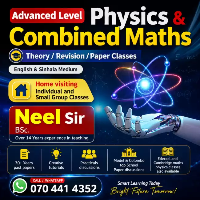 Al Physics (English medium /Sinhala medium ) Theory /Revision /Paper classes (Home visiting - Colombo) Al 2028/2027