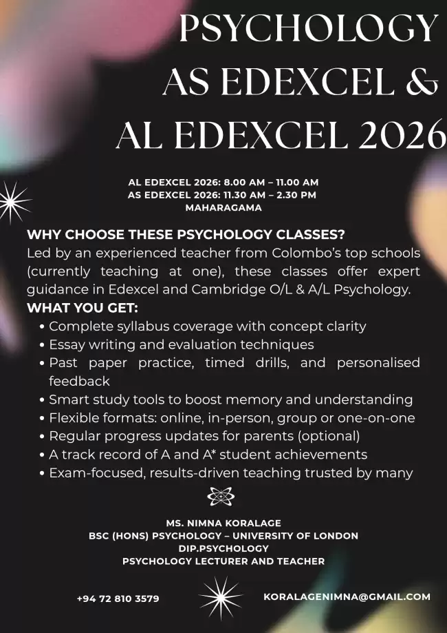 AS EDEXCEL 2026 & AL EDEXCEL 2026 PSYCHOLOGY CLASSES