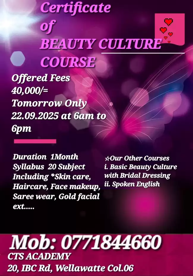 BEAUTY COURSE WITH 1DAY OFFER