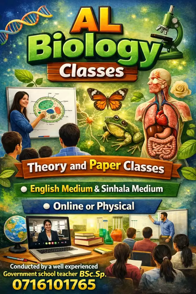Biology classes English Medium and Sinhala Medium