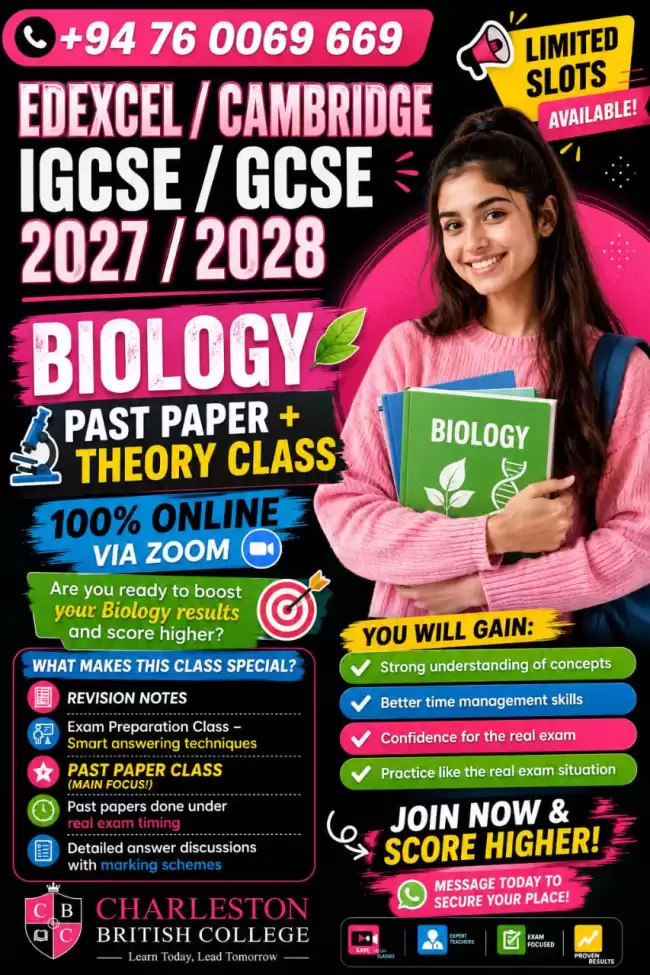 Biology EDEXCEL / CAMBRIDGE IGCSE / GCSE 2027 / 2028 🎯 PAST PAPER + THEORY CLASS