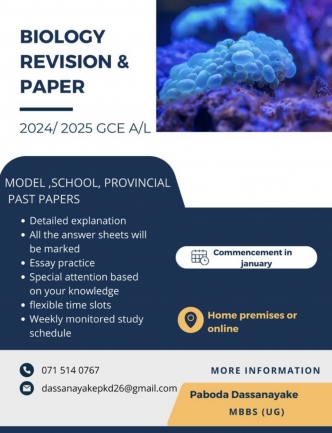 Biology paper and revision for 2024 and 2025 GCE AL