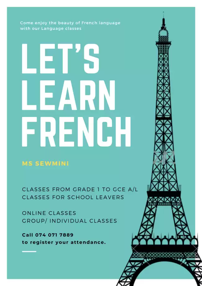 Bonjour! Join our French classes from Grade 6 to GCE O/L