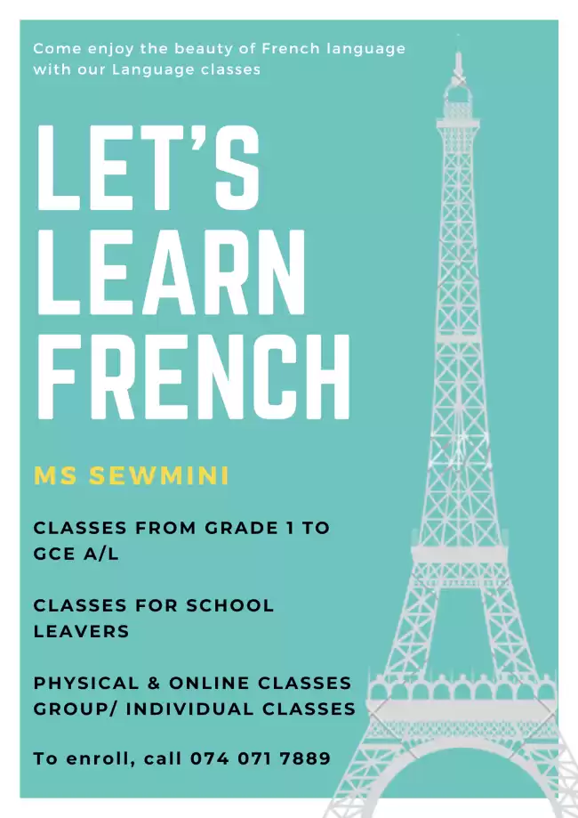Bonjour! Join our GCE A/L French classes