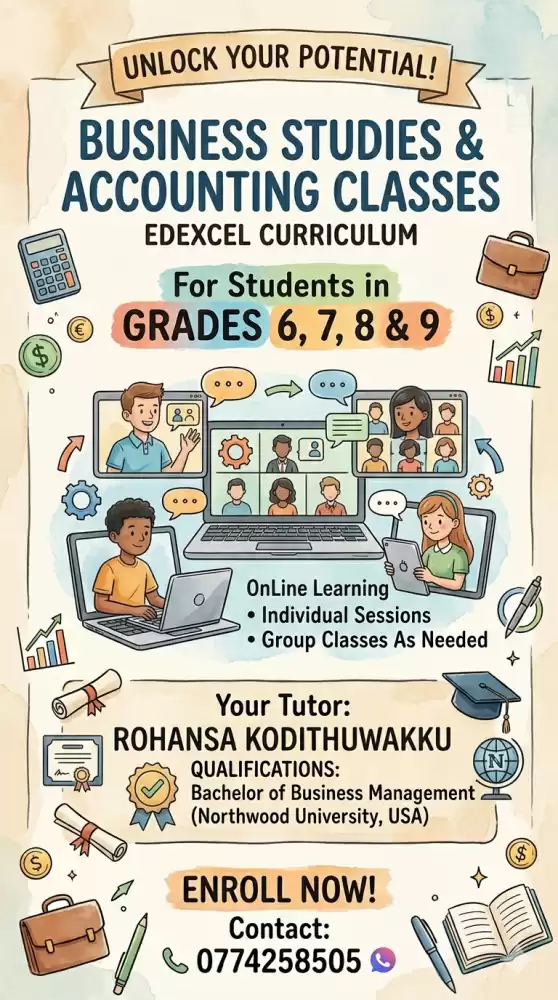 Business & Accouting classes (Commerce) Grade 6-9