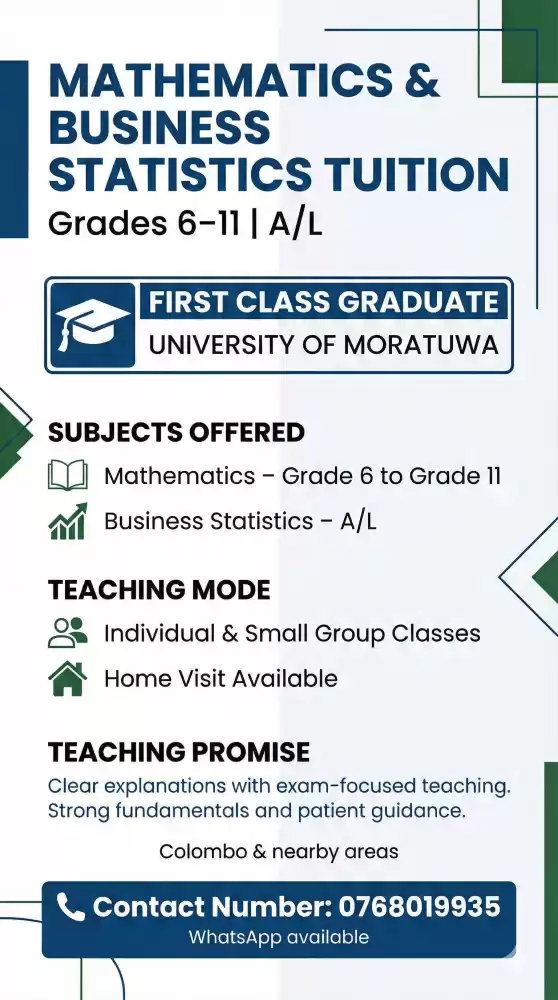 BUSINESS STATISTICS TUITION - TAMIL & ENGLISH MEDIUM