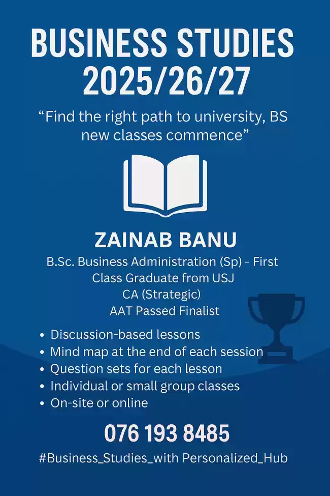 Business Studies English Medium A/L 2026