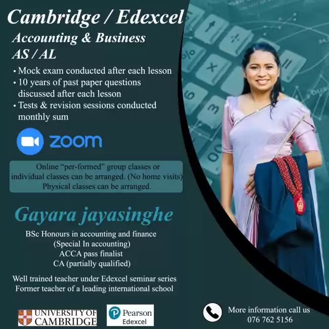 Cambridge and Edexcel classes for Accounting and business