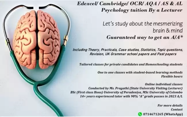 Cambridge/ Edexcel /AQA /OCR AS AL Psychology By UK Based Lecturer