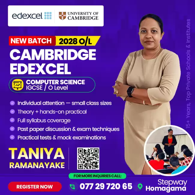 Cambridge & Edexcel Computer Science — New Batch for 2028 O/L