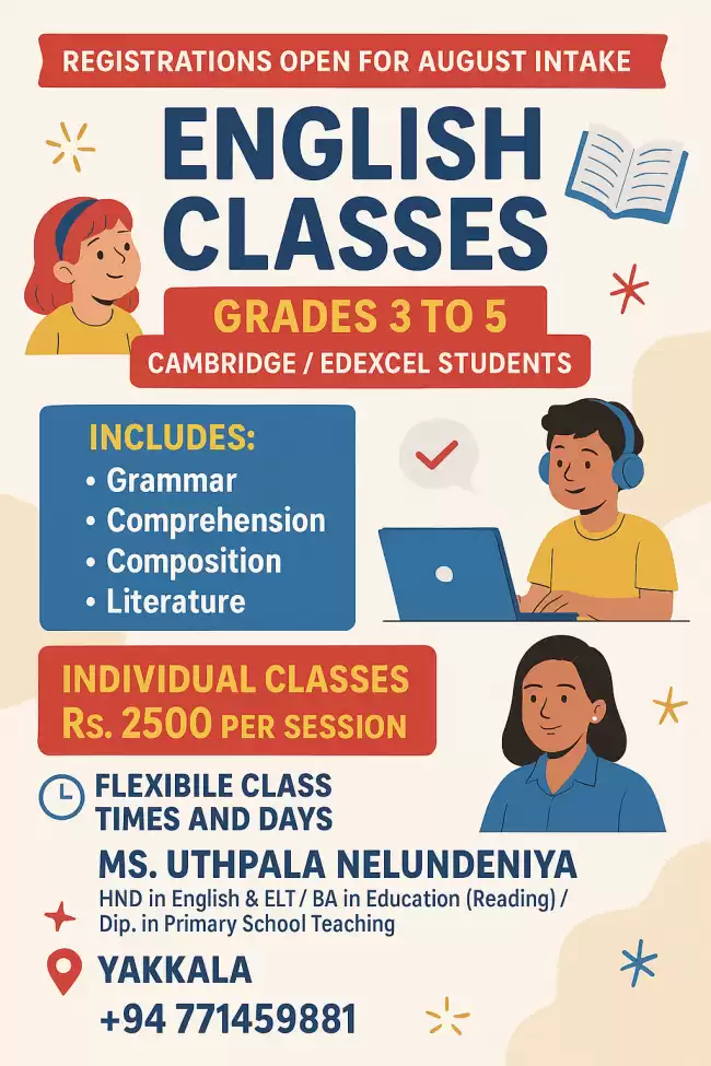 Cambridge/ Edexcel English Classes for Grades 3/4/5 students