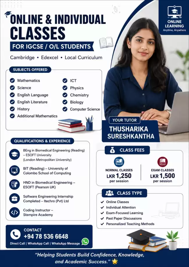 Cambridge Edexcel Local Curriculum ONLINE & INDIVIDUAL CLASSES FOR IGCSE / O/L STUDENTS