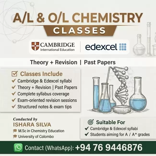 Cambridge & Edexcel O/L and A/L Chemistry Classes