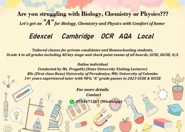 Cambridge Edexcel OCR AQA Science (BIO, CHEM, PHY)by UK Based Lecturer