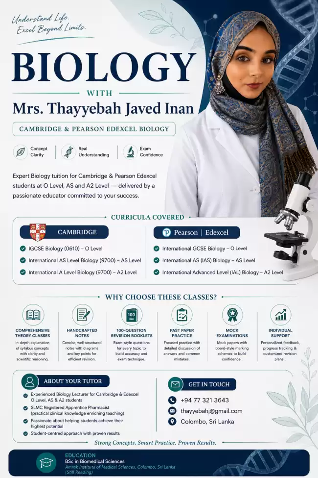 Cambridge O Level and A Level Biology Classes