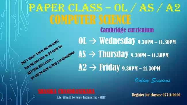 Cambridge OL/ AS/ A2 classes for 2025 May/June exam