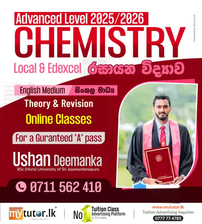 Chemistry 2025/2026 Advanced Level 'Guranteed A' Pass. Online, English Medium