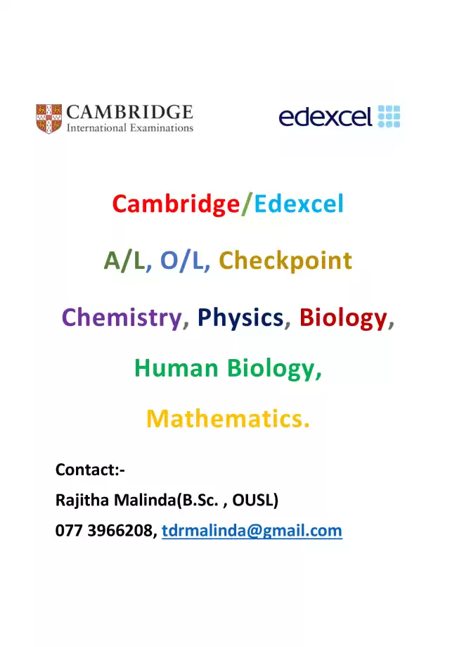 Chemistry/ Physics/ Biology/ Maths/ Human Biology/Statistics
