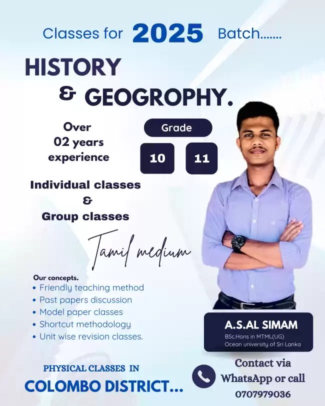 Classes for History and Geography.