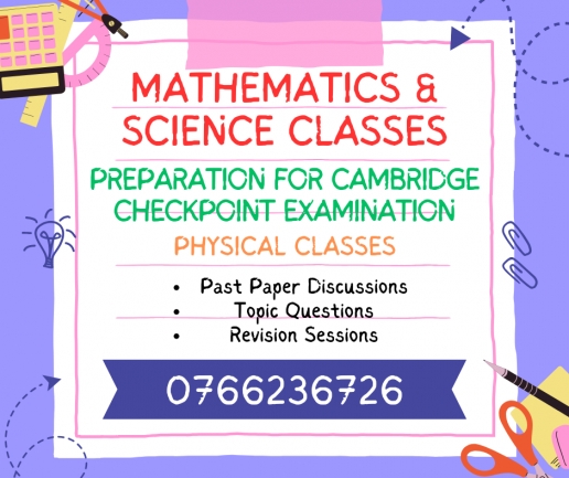 Classes for students sitting Cambridge Checkpoint Examination in MATHS & SCIENCE